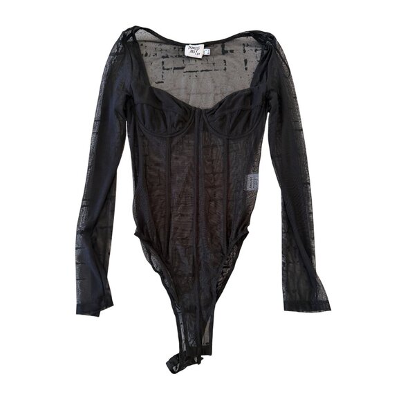 PRINCESS POLLY Mesh Corset Long Sleeve Bodysuit Size US 4 - Picture 5 of 10